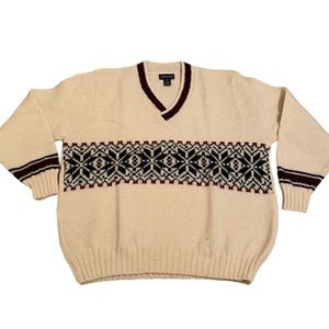 VTG Lands End Sweater Virgin Wool Men's Large (42-44) Nordic Fair Isle NWOT